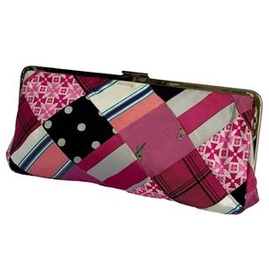 J. Crew Mirabelle Pink Silk Tie Patchwork Frame Clutch Bag NWT
